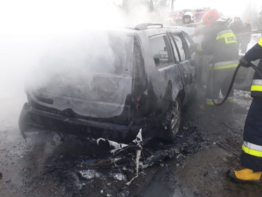 Trzcinica, Jasło Samochód spłonął doszczętnie podczas jazdy